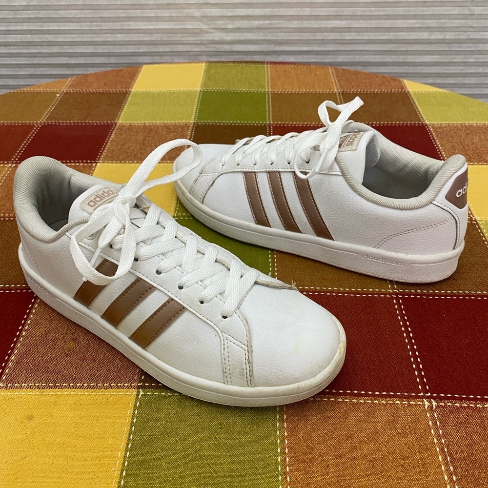 Adidas Womens Neo CF Advantage AH2142 White Rose Gold Lo Profile Basketball Shoe